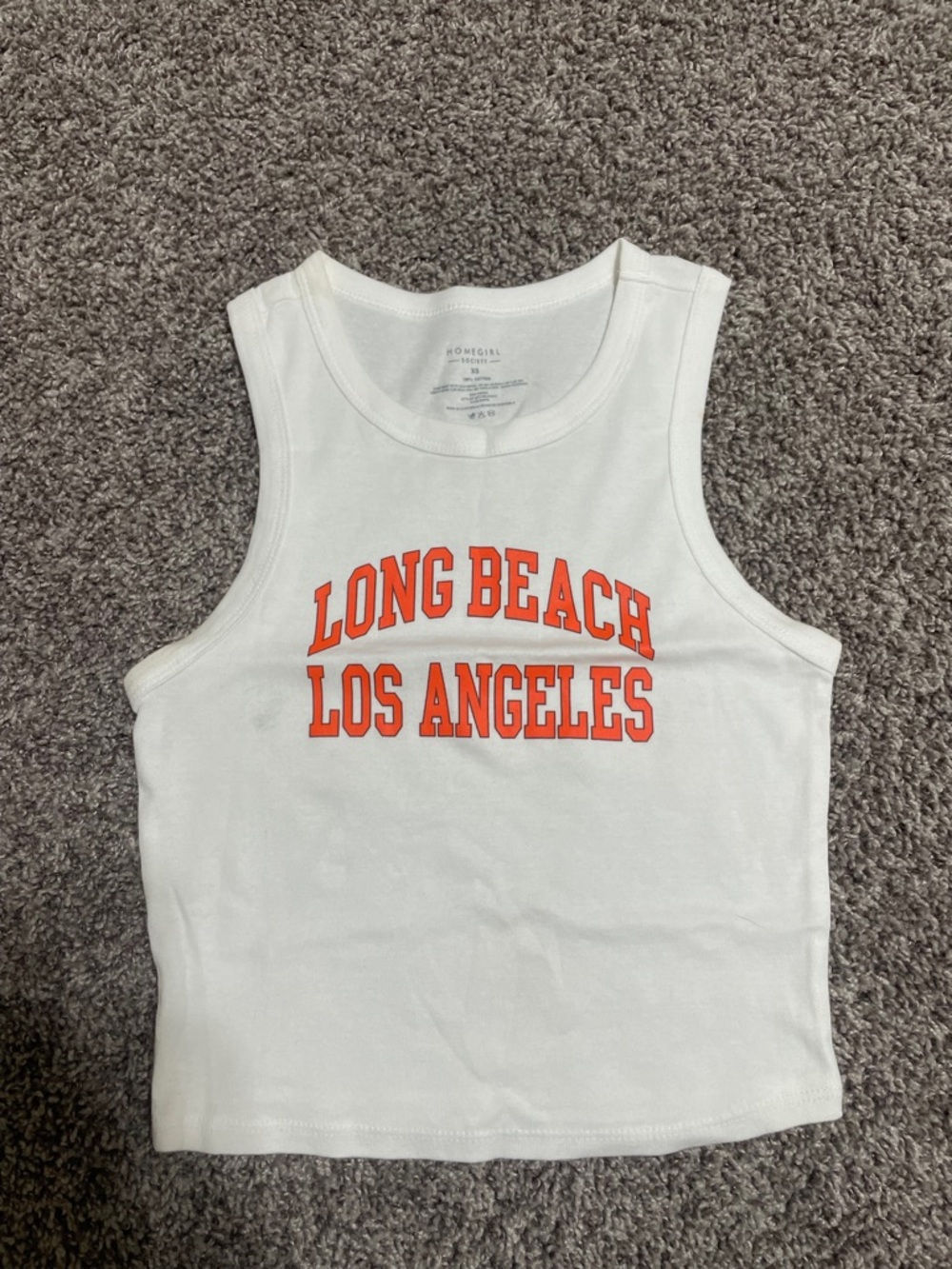 Long Beach Los Angeles White Graphic Tank